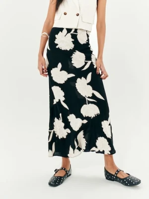 Sinsay - Wiskozowa spódnica midi w kwiaty - wielobarwny