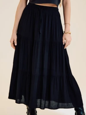 Sinsay - Wiskozowa spódnica midi z efektem stopniowania - czarny