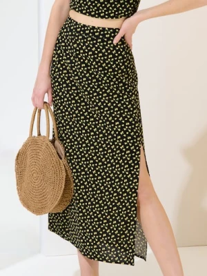 Sinsay - Wiskozowa spódnica midi z motywem cytryny - wielobarwny