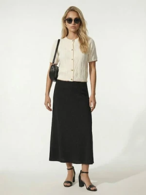 Sinsay - Wiskozowa spódnica midi z rozcięciami po bokach - czarny