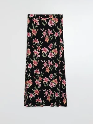 Sinsay - Wiskozowa spódnica midi z rozcięciami po bokach - różowy