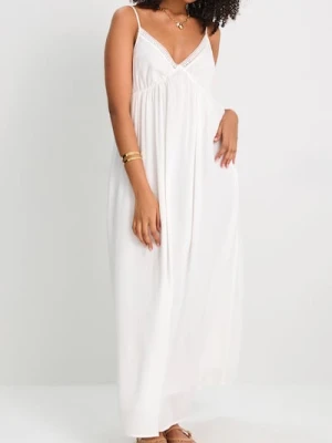 Sinsay - Wiskozowa sukienka maxi na ramiączkach w stylu boho - biały