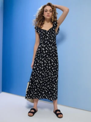 Sinsay - Wiskozowa sukienka maxi w kwiaty - wielobarwny