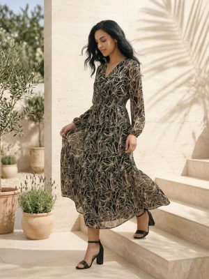 Sinsay - Wiskozowa sukienka maxi w kwiaty - wielobarwny