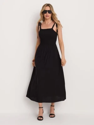Sinsay - Wiskozowa sukienka midi na ramiączkach - czarny