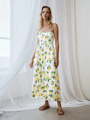 Sinsay - Wiskozowa sukienka midi w cytryny - wielobarwny