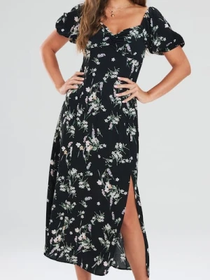 Sinsay - Wiskozowa sukienka midi w kwiaty - wielobarwny