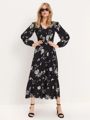 Sinsay - Wiskozowa sukienka midi z efektem stopniowania w kwiaty - wielobarwny