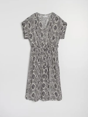 Sinsay - Wiskozowa sukienka midi ze wzorem allover - wielobarwny