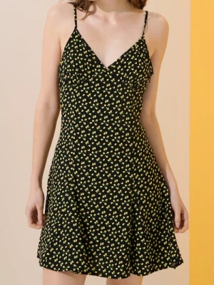 Sinsay - Wiskozowa sukienka mini na ramiączkach w cytrynki - wielobarwny