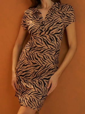 Sinsay - Wiskozowa sukienka mini w zwierzęcy wzór - wielobarwny