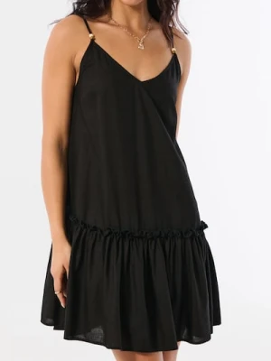 Sinsay - Wiskozowa sukienka mini z domieszką lnu - czarny