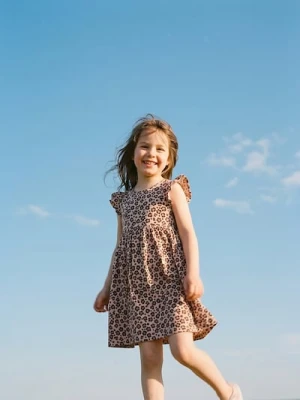 Sinsay - Wiskozowa sukienka mini ze wzorem w panterkę - beżowy