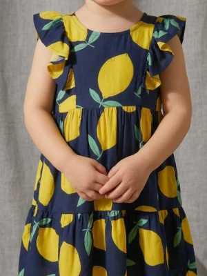 Sinsay - Wiskozowa sukienka w cytryny - granatowy