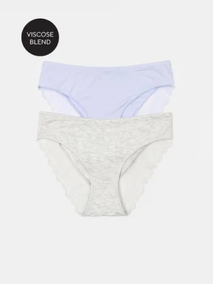 Sinsay - Wiskozowe majtki hipster z koronką 2 pack - wielobarwny