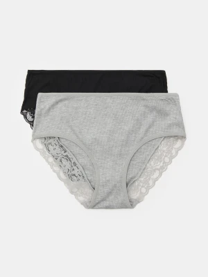 Sinsay - Wiskozowe majtki hipster z wysokim stanem 2 pack - wielobarwny