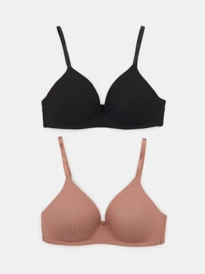 Sinsay - Wiskozowe prążkowane biustonosze bez fiszbin 2 pack - wielobarwny