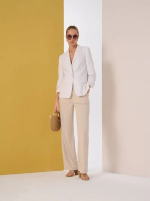 Sinsay - Wiskozowe spodnie straight leg - kremowy