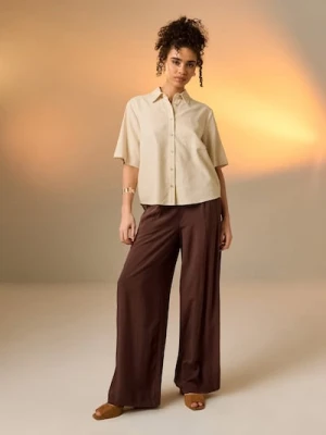 Sinsay - Wiskozowe spodnie wide leg - brązowy