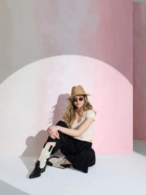 Sinsay - Wiskozowe spodnie wide leg - czarny