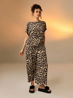 Sinsay - Wiskozowe spodnie wide leg - niebieski