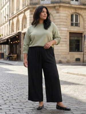 Sinsay - Wiskozowe spodnie wide leg Plus Size - czarny