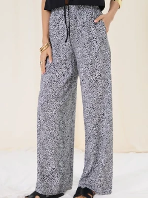 Sinsay - Wiskozowe spodnie wide leg w panterkę - wielobarwny