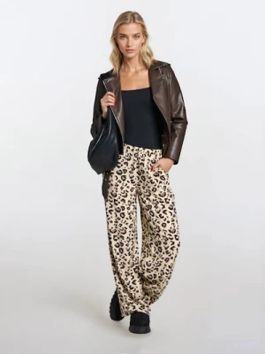 Sinsay - Wiskozowe spodnie wide leg w panterkę - wielobarwny