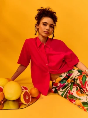 Sinsay - Wiskozowe spodnie wide leg z nadrukiem kwiatowym - wielobarwny