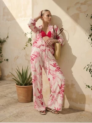 Sinsay - Wiskozowe spodnie wide leg ze wzorem kwiatowym - wielobarwny