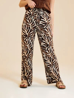 Sinsay - Wiskozowe spodnie wide leg ze wzorem roślinnym - wielobarwny