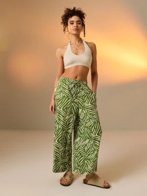 Sinsay - Wiskozowe spodnie wide leg - zielony