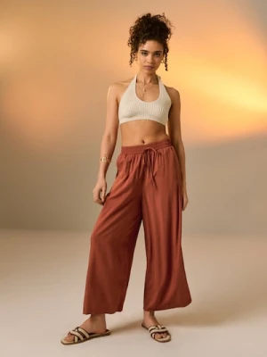 Sinsay - Wiskozowe spodnie wide leg - żółty