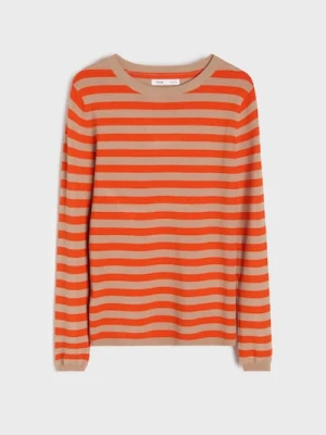 Sinsay - Wiskozowy sweter w paski - pomarańczowy
