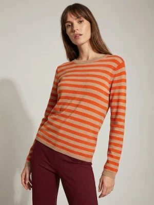 Sinsay - Wiskozowy sweter w paski - pomarańczowy