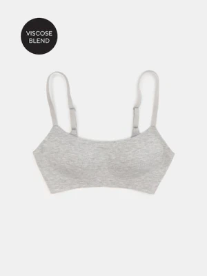 Sinsay - Wiskozowy usztywniany biustonosz typu top - szary