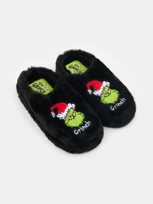 Sinsay - Wsuwane kapcie z imitacji futra Grinch - czarny