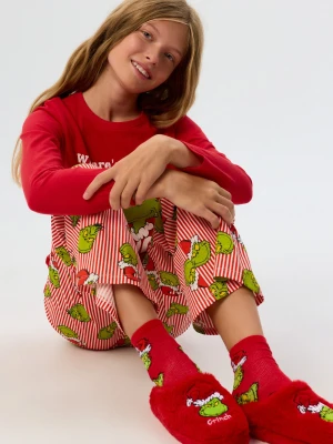 Sinsay - Wsuwane kapcie z imitacji futra Grinch - czerwony