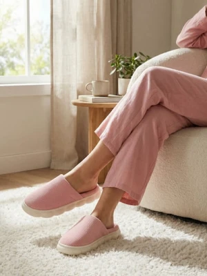 Sinsay - Wsuwane kapcie z miękką cholewką - różowy