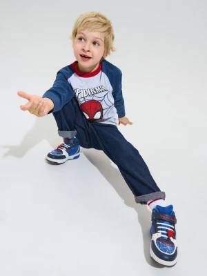 Sinsay - Wysokie trampki z imitacji skóry i lampkami LED Spider-Man - granatowy