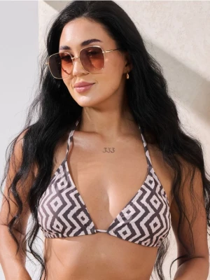 Sinsay - Wzorzysta góra od bikini - brązowy