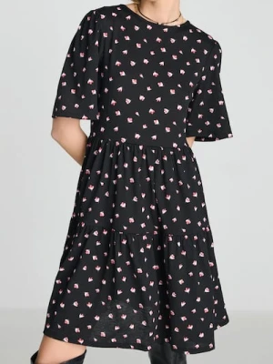 Sinsay - Wzorzysta sukienka mini - czarny