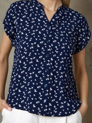 Sinsay - Wzorzysta wiskozowa koszula z krótkim rękawem - czarny