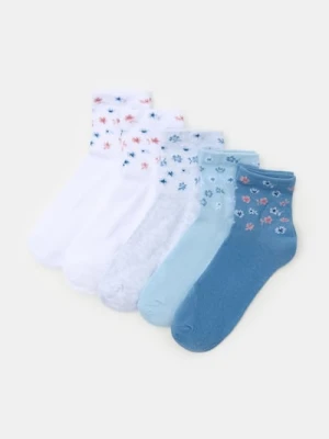 Sinsay - Wzorzyste skarpetki 5 pack - niebieski