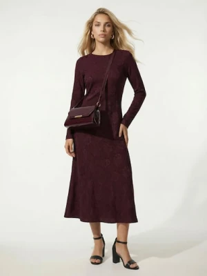 Sinsay - Żakardowa sukienka maxi w kwiaty - bordowy