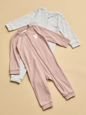 Sinsay - Zestaw bawełnianych pajacyków zapinanych na suwak 2 pack - brązowy