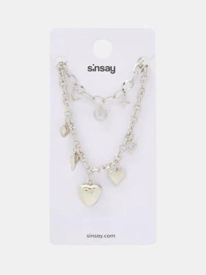 Sinsay - Zestaw biżuterii: naszyjnik i bransoletka - srebrny