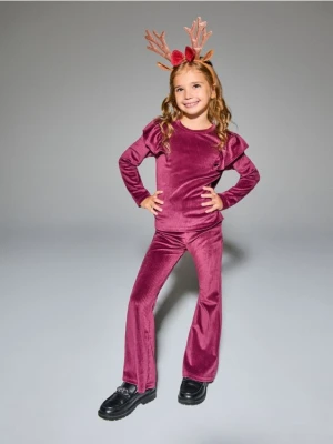 Sinsay - Zestaw bluzka i spodnie - bordowy