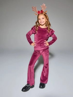 Sinsay - Zestaw bluzka i spodnie - bordowy