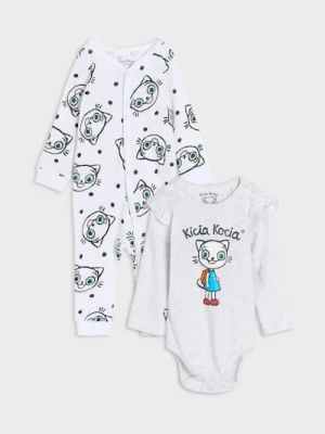 Sinsay - Zestaw body i pajacyk Kicia Kocia - biały